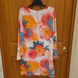 Calvin Klein Multicolor Floral Long Sleeve Dress